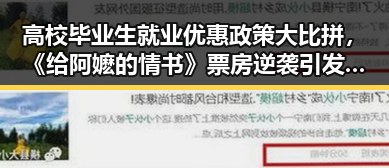 高校毕业生就业优惠政策大比拼，《给阿嬷的情书》票房逆袭引发关注